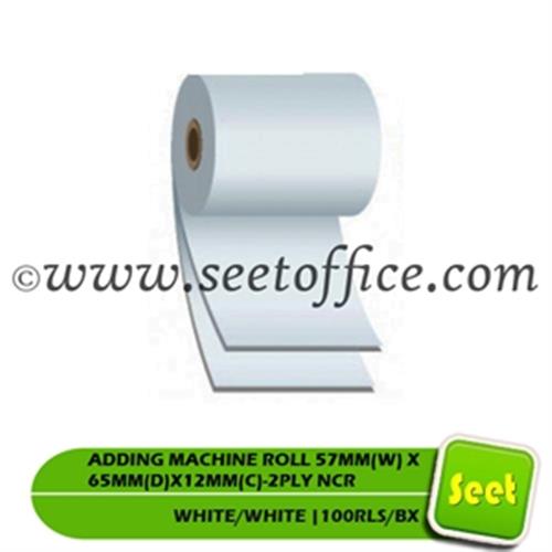 ADDING MACHINE ROLL 57MM(W) X 65MM(D)X12MM(C)-2PLY NCR (WHITE/WHITE ...
