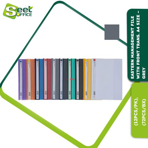 EASTERN 1807 MANAGEMENT FILE WITH FRONT TRANS. A4 SIZE GREY (12PCS/PACK ...