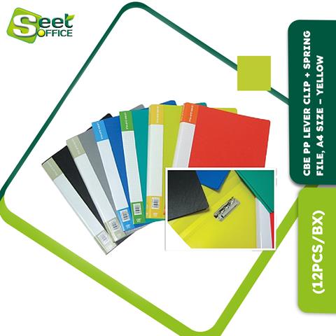 CBE A4 PP SPRING CLIP FILE YELLOW (12PCS/BOX) [144PCS/CTN] - Seet ...
