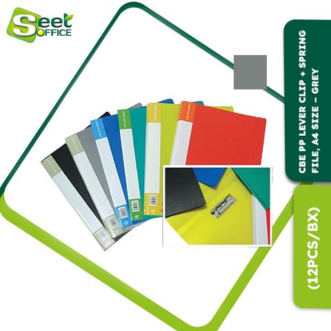 CBE A4 PP SPRING CLIP FILE GREY (12PCS/BOX) [144PCS/CTN] - Seet Office ...