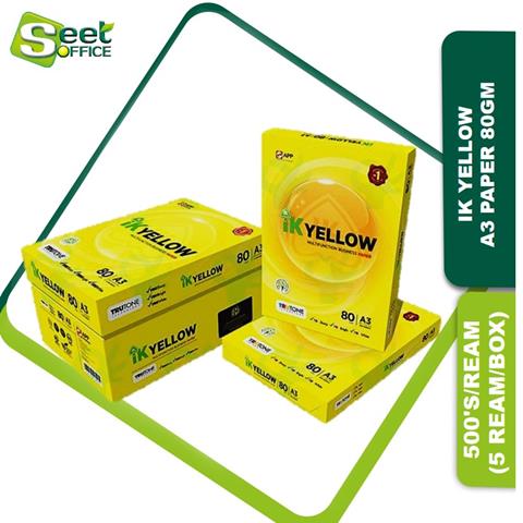 IK YELLOW A3 PAPER 80GM 500'S/REAM (5 REAM/BOX) - Seet Office Supplies  Malaysia