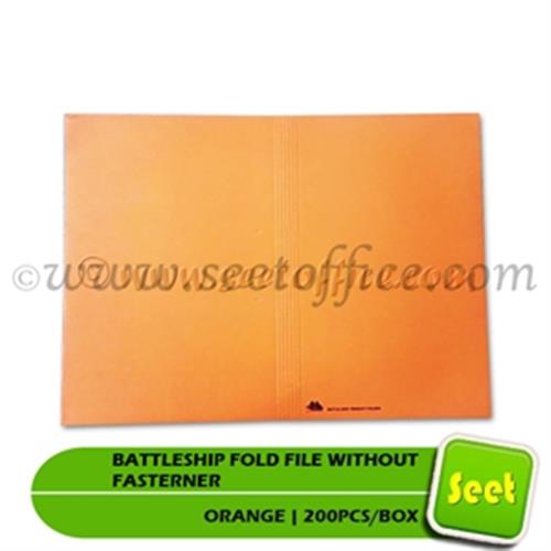 BATTLESHIP FOLD FILE WITHOUT FASTENER ORANGE (200PCS/BOX) - Seet Office ...
